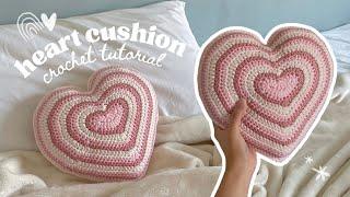 how to crochet a heart-shaped cushion/pillow | cute crochet room decor tutorial