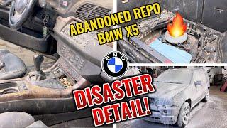 Deep cleaning extremely dirty abandoned BMW X5 | Satisfying DISASTER Car Detailing Restoration