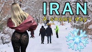 IRAN  The Life of the people of Tehran on a snowy day ️ Walking Tour ایران