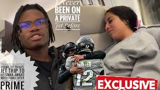 Travis Hunter SHOWS OFF  Private JET Trip To HEISMAN Wit Fiancé After Yr Wit COACH PRIME 