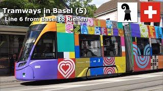 Tramways in Basel (5) - Line 6 from Basel to Riehen - April 2024 (4K) #switzerland #basel #tram