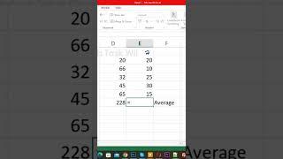 Calculate Average Number in Microsoft Excel #shorts