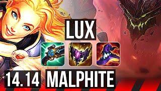 LUX vs MALPHITE (TOP) | 10k comeback, 14/1/9, 46k DMG, 6 solo kills, Legendary | EUW Diamond | 14.14