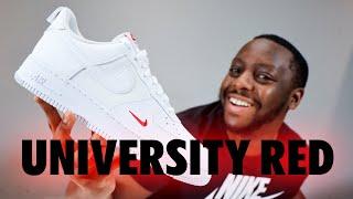 Nike Air Force 1 White University Red On Foot Sneaker Review QuickSchopes 632 Schopes FZ7187 100