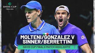 Andres Molteni & Maximo Gonzalez v Jannik Sinner & Matteo Berrettini Highlights | Davis Cup 2024