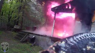 Rescue 45 goes mutual aid to Wayne Township, Clinton County | Working fire helmet camera