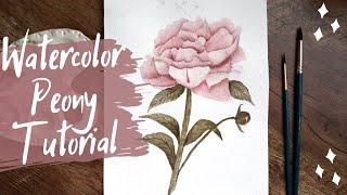 Watercolor Realistic Peony Tutorial @Watercolor With Nina