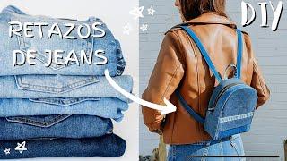 Mini Backpack Tutorial  REUTILIZA TUS JEANS // Moldes Mini Mochila Fácil