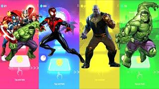 Avengers  Miles Morales  Thanos  Hulk | Marvel Heroes | Tiles Hop Fun Ball