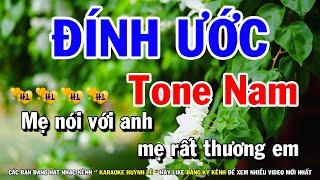 ĐÍNH ƯỚC Karaoke Nhạc Sống Tone Nam | Karaoke Huỳnh Lê