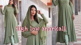 High low anarkali cutting and stitching Malayalam tutorials/ Harsha designer/ easy stitching method