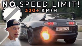 1000hp SUPRA 320+KM/H AUTOBAHN Run - *NO SPEED LIMIT* - 2JZ Sound & Flames - OG Schaefchen