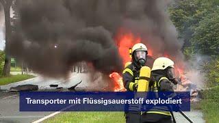 Kleintransporter explodiert: Feuerwehr und Anwohner im Videointerview