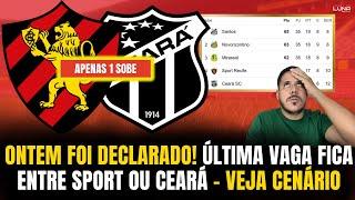 OFICIAL! COM A RODADA DE ONTEM NA SERIE B FOI DECRETADA: 1 VAGA SÓ ENTRE SPORT X CEARÁ. VEJA