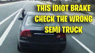 THIS IDIOT BRAKE CHECK THE WRONG SEMI TRUCK | Road Rage | Driving Fails USA & Canada 2024