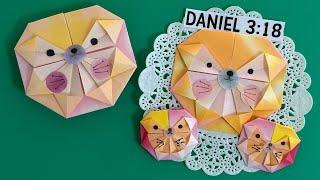 Kreativitas sekolah minggu dari kertas origami  Daniel di gua singa