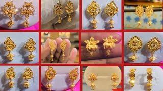 2024 Latest gold stud earrings designs for daily use //light weight gold stud earrings designs