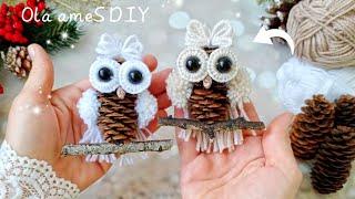 It's so Cute ️⭐ Easy Owl Making Idea with Yarn and Cones - You will Love It  DIY Christmas Crafts