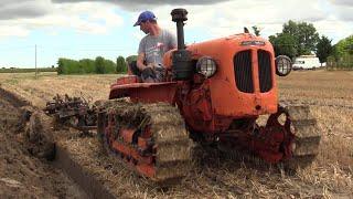 Lamborghini DL 30 C tracked tractor plowing - POV view