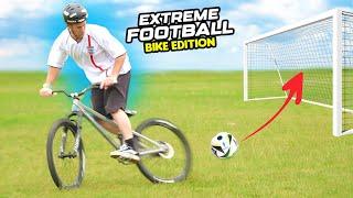 EXTREME FOOTBALL TRICK SHOTS WITH MY MOUNTAIN BIKE!