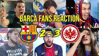 BARCA FANS REACTION TO BARCELONA 2 - 3 FRANKFURT (UEL QUARTER-FINAL - 2ND LEG) | FANS CHANNEL