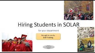Hiring Students for Your Department in SOLAR 2023