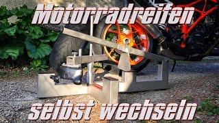 Motorradreifen selbst wechseln mit Reifenmontiergerät für zuhause und Rennstrecke | KurvenradiusTV