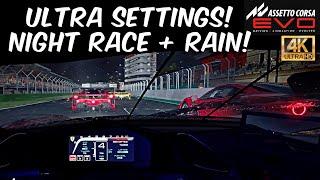 4K-Ultra Settings at Night with Rain is the BEST!  Assetto Corsa Evo - Fanatec CSL DD