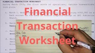 Basic Accounting - Financial Transaction Worksheet (Part 1)