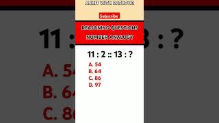 Analogy Question #reasoning #ssc #ytshorts #youtube #maths #trending #shortsfeed #shorts