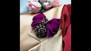 Фиолетовая брошь орден. Purple Handmade Beaded Medal pin. Order Brooch pin