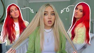 How I got my hair from RED to BLONDE *