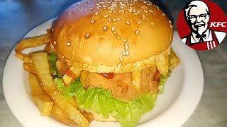 KFC style zinger burger | Homemade zinger burger recipe by food logic