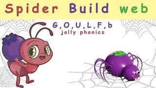 Jolly Phonics  Activities for kids -  Spider's Phonics Web | G, O, U, L, F, B  | Part1