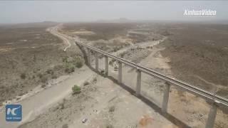 Aerial view of Chinese-built Ethiopia-Djibouti railway