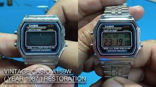 HOW TO RESTORE 1987's VINTAGE CASIO A159W ( MODULE 593 ) DIGITAL WATCH | WATCH RESTORATION