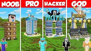 Hotel Build Battle Challenge - Noob vs Pro vs Hacker vs God - Minecraft Animation