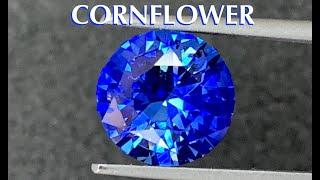 Natural Cornflower Blue Sapphire Round Diamond Cut - 9mm - by Gandhi Enterprises (Vibrant Blue)