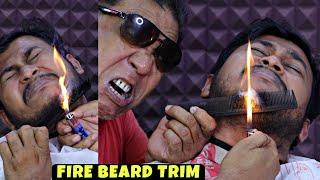 Fire Beard Trim by Asim Barber | Head Massage & Neck Cracking | Scissors Haircut & Styling | ASMR