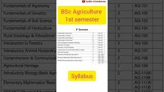 BSc Agriculture 1st semester syllabus | bsc ag 1st semester | Sachin vishwakarma