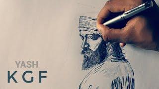 Drawing of Yash | KGF 2 | ball pen Drawing | Axy sty