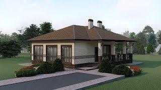 Проект одноэтажного дома 10х10 с большой террасой 80 кв.м. | SketchUp + Lumion 8