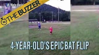 BAT FLIP! Four-year-old kid has a sweet swing