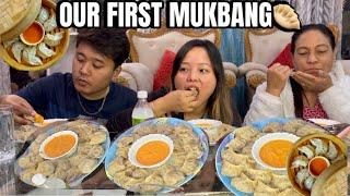 First MUKBANG (mutton momo) || 1st kon aaya..??|| Family MUKBANG