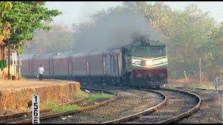 One Of The Best : Konkan Railway : Smoking GOC WDP3A with TVC Rajdhani Express Thrashes Aravali Road