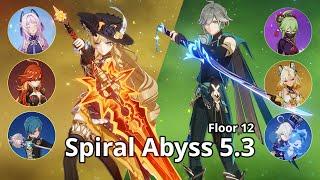 C0 Navia with Blazing Suns R1 & C0 Alhaitam - Spiral Abyss 5.3 / 5.2 Floor 12  | Genshin Impact