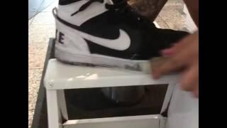 Super dirty Nike shoe getting clean with EB kicks Shoe Cleaner