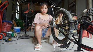 Genius Girl Repair Engine and Recycle Old Bikes mechanic