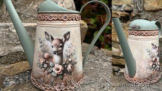 DIY Watering Can Decor  Easy Decoupage Tutorial 