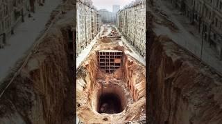 Москва посмотрите какие странные сооружения под землей, ближе к нам огромная воронка а дальше там